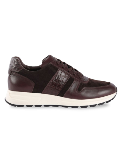 Shop Vellapais Men's Suede & Leather Sneakers In Dark Brown