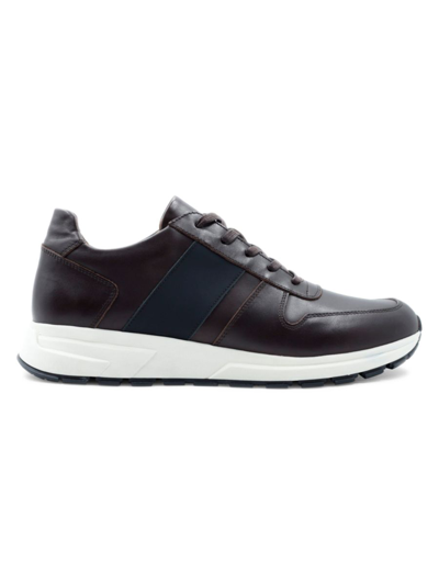 Shop Vellapais Men's Leather Sneakers In Dark Brown