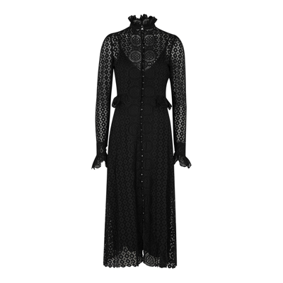 Shop Paco Rabanne Black Guipure Lace Midi Dress