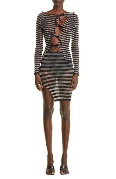 Shop A. Roege Hove Ivy Ribbed Semisheer Miniskirt In Black / Transparent