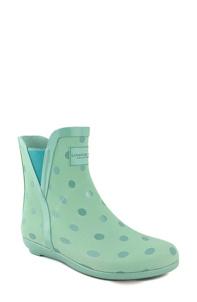 Shop London Fog Pull-on Ankle Rain Boot In Kg-lt/ Dk Sage Dots