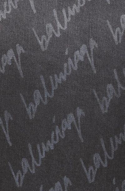 Shop Balenciaga Logo Script Denim Jacket In Stonewash Black