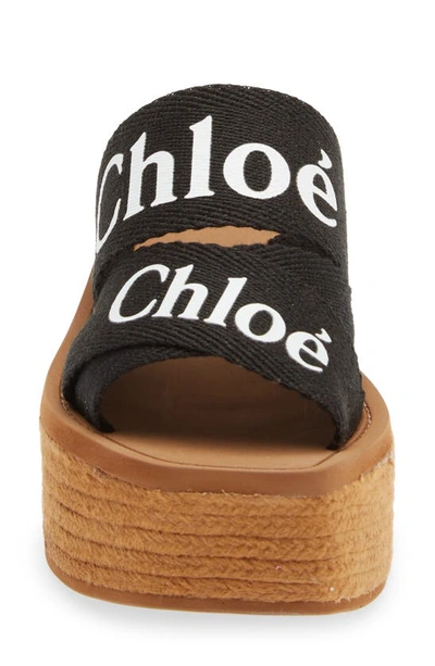 Shop Chloé Woody Logo Espadrille Platform Slide Sandal In Black