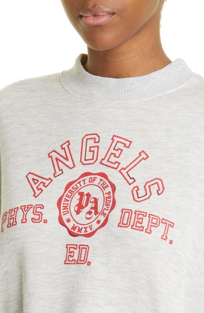 Shop Palm Angels College Crop Sweatshirt In Melange Grey Red