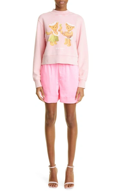 Shop Palm Angels Dancing Bears Cotton Graphic Sweatshirt In Fuchsia Fluo
