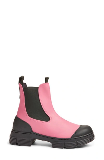 Shop Ganni Recycled Rubber Chelsea Rain Boot In Shocking Pink