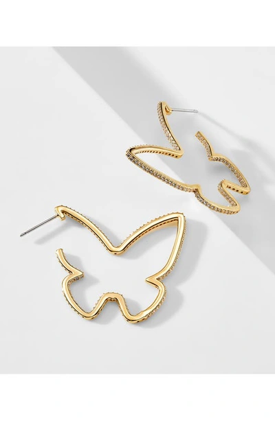 Shop Nadri Cirque Butterfly Hoop Earrings In Gold