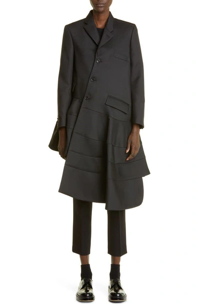 Shop Comme Des Garçons Asymmetric Serge Coat In Black