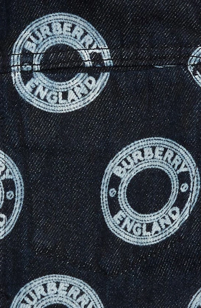 Shop Burberry Kids' Femi Monogram Print Denim Jacket In Indigo Ip Pattern