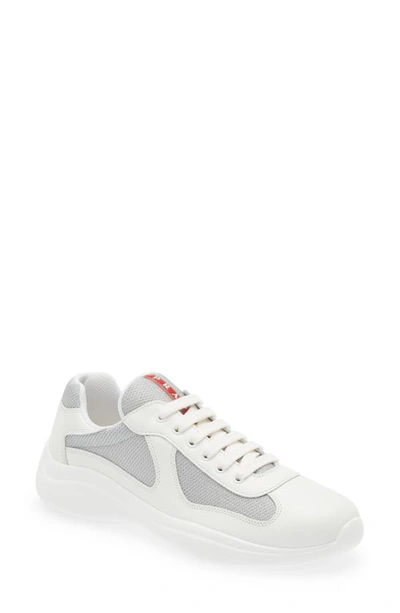 Shop Prada America's Cup Sneaker In White/ Silver