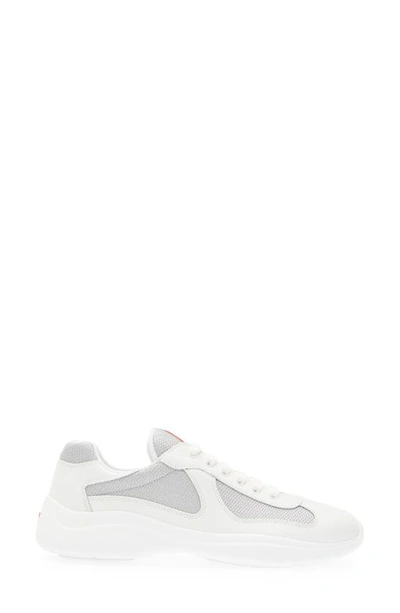 Shop Prada America's Cup Sneaker In White/ Silver