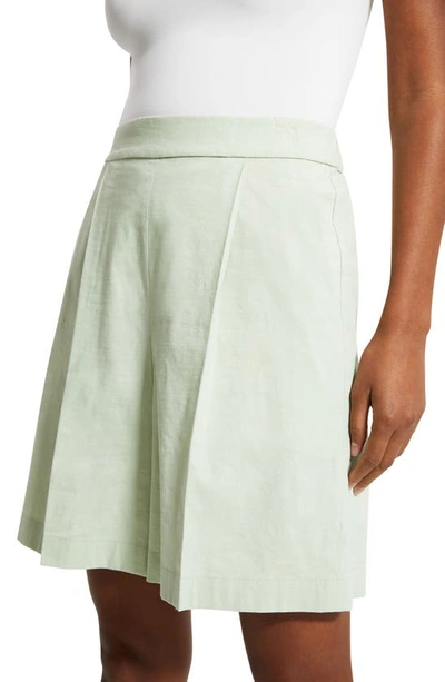 Shop Theory Linen Blend Shorts In Mint