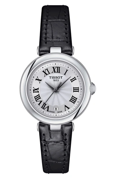 Shop Tissot Bellissima Leather Strap Watch, 26mm In Black