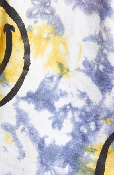 Shop Market Smiley Sun Tie Dye Cotton Hoodie In Yellow Blue Tie-dye