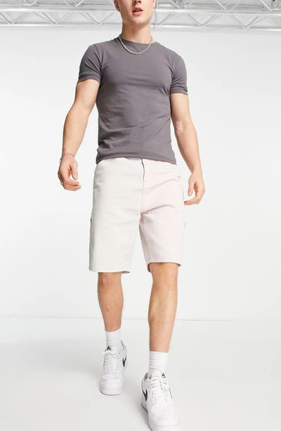 Shop Topman Carpenter Denim Shorts In Pink