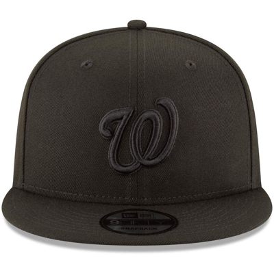 Shop New Era Washington Nationals  Black On Black 9fifty Team Snapback Adjustable Hat