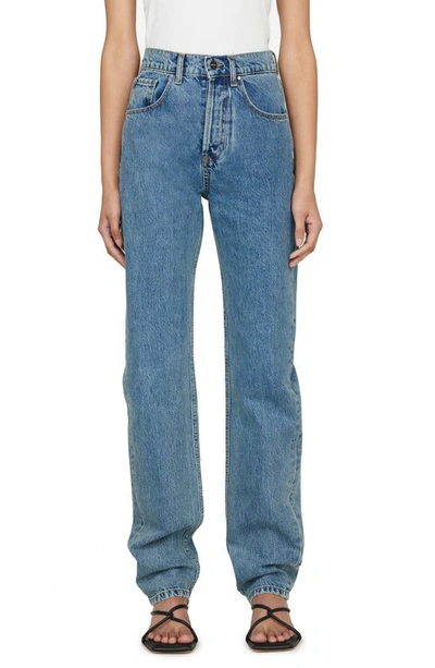 Shop Anine Bing Frances Nonstretch Straight Leg Jeans In Blue