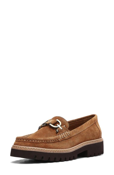 Shop Donald Pliner Helioci Moc Toe Loafer In Saddle