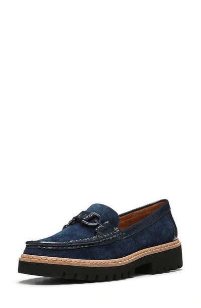 Shop Donald Pliner Helioci Moc Toe Loafer In Navy