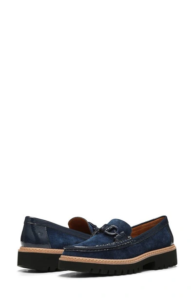 Shop Donald Pliner Helioci Moc Toe Loafer In Navy