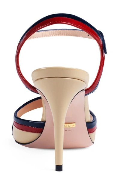 Shop Gucci Millie Ankle Strap Sandal In Beige/ Red/ Blue