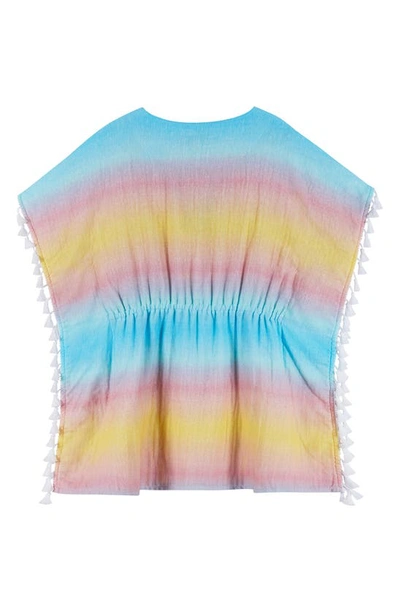 Shop Andy & Evan Kids' Tassel Trim Cover-up Dress In Rainbow Ombre