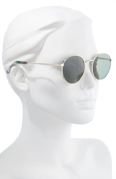 Shop Hurley Big Timer 53mm Polarized Round Sunglasses In Shiny Gold/ Green Smoke Base