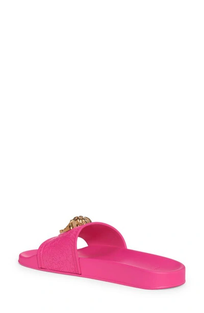 Shop Versace Medusa Slide Sandal In Fuxia- Gold