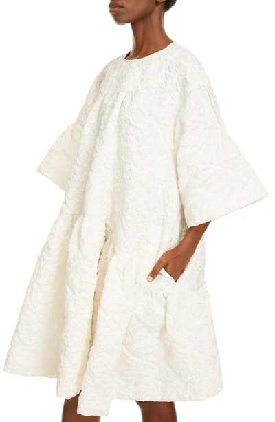 Shop Simone Rocha Drop Waist Cloqué Dress In Ivory
