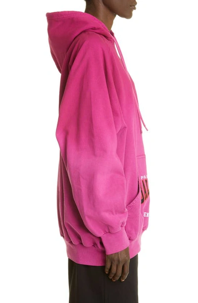 Shop Balenciaga Oversized Cotton Hoodie In Dark Fuchsia W