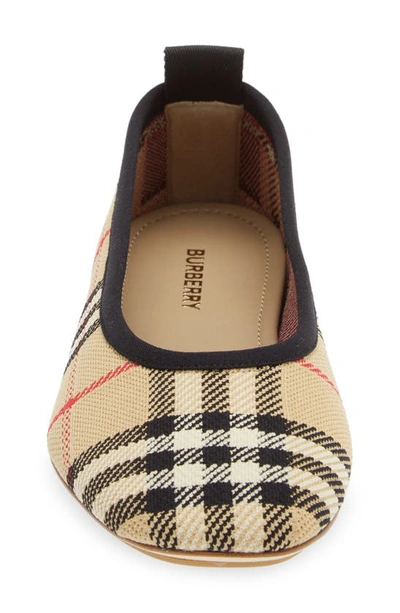 Shop Burberry Ralf Knit Ballet Flat In Archive Beige Ip Chk