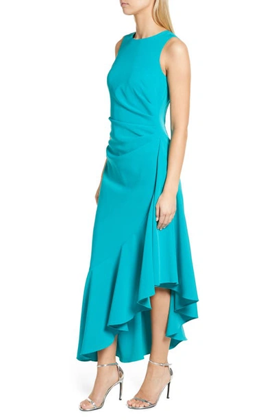 Shop Eliza J Asymmetric Ruffle Hem Cocktail Dress In Bright Turquoise