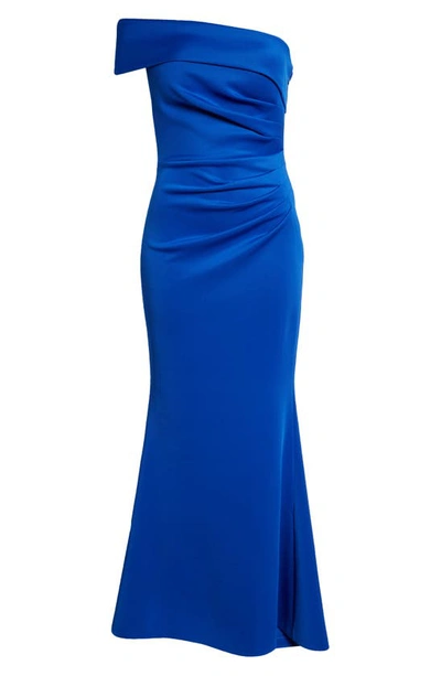 Eliza J Off The Shoulder Fit & Flare Gown In Cobalt