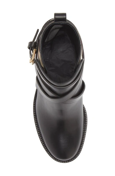 Burberry Pryle Check-print Leather Heeled Ankle Boots In Black-archive Beige