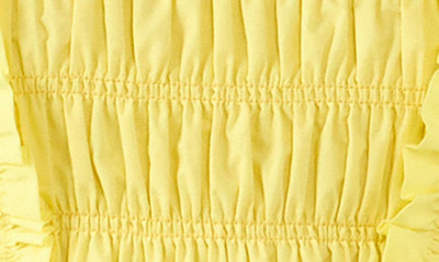 English Factory Shirred Bodice Puff Sleeve Cotton Crop Top In Yellow