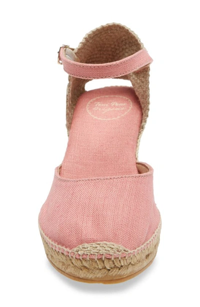 Shop Toni Pons 'caldes' Linen Wedge Sandal In Coral Fabric