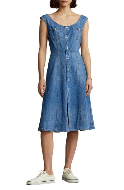 Polo Ralph Lauren Women's Cotton Denim Fit-&-flare Dress In Ballota Wash |  ModeSens