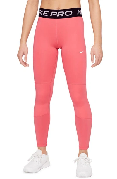 Shop Nike Kids' Pro Leggings In Pink Salt/ White