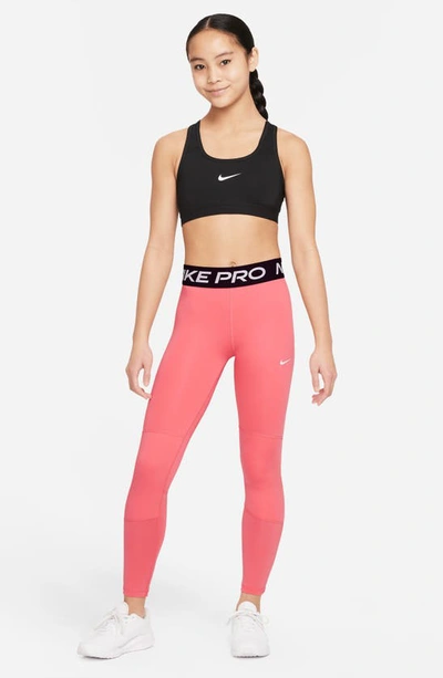 Shop Nike Kids' Pro Leggings In Pink Salt/ White