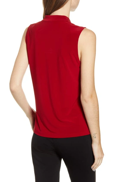 Shop Anne Klein Tie Neck Sleeveless Blouse In Titian Red