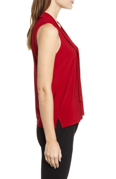 Shop Anne Klein Tie Neck Sleeveless Blouse In Titian Red