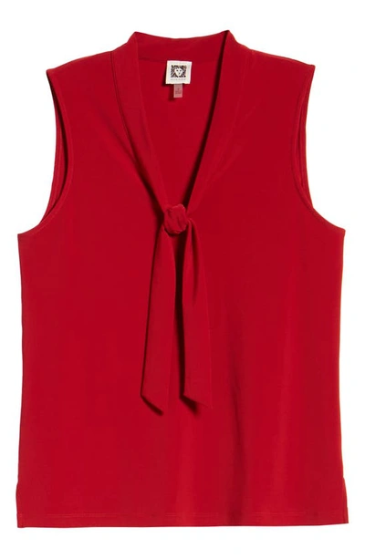 Shop Anne Klein Tie Neck Sleeveless Blouse In Titian Red
