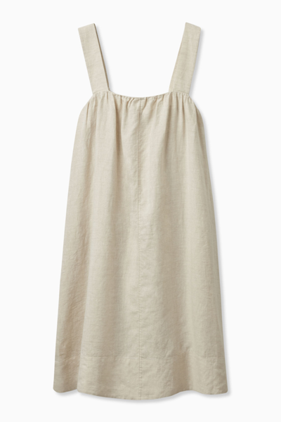 Shop Cos Oversized Gathered Dress In Beige