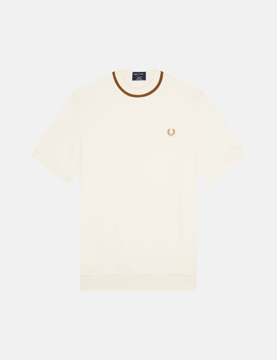Fred Perry Re-issues Crew Neck Pique T-shirt In Cream | ModeSens