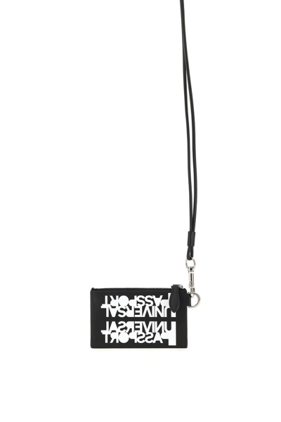 Shop Burberry Slogan Printed Zipped Card Holder In Black