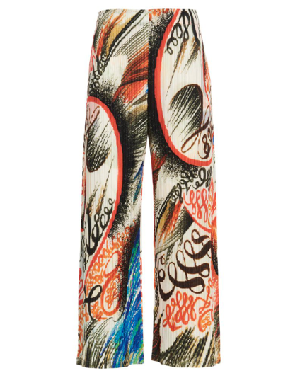 Shop Issey Miyake Pleats Please By  Abstract Printed Cropped Pants In Multi