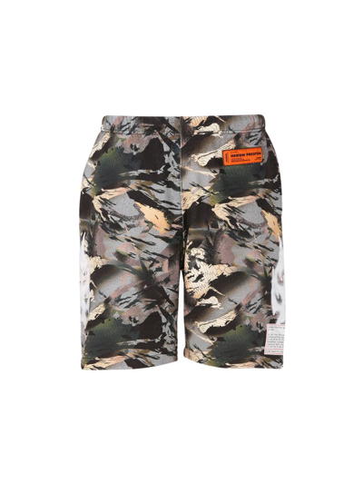 Shop Heron Preston Camouflage Logo Patch Shorts In Multi
