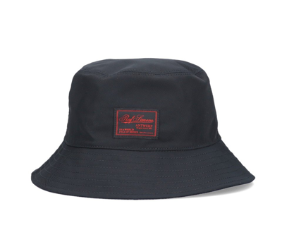 Shop Raf Simons Logo Patch Wide Brim Hat In Black