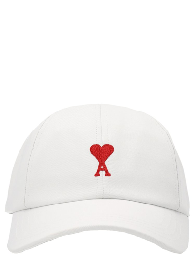 Shop Ami Alexandre Mattiussi Ami Logo Embroidered Baseball Cap In White