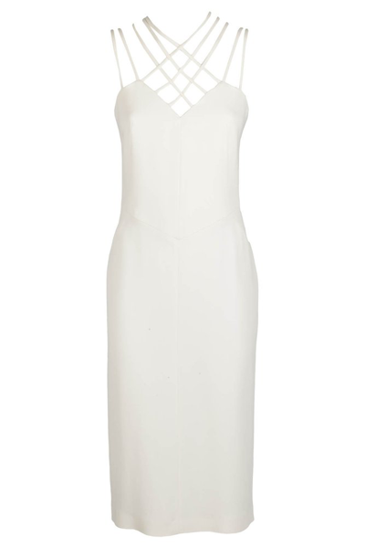 Shop Alberta Ferretti Strap Detail Midi Dress In White
